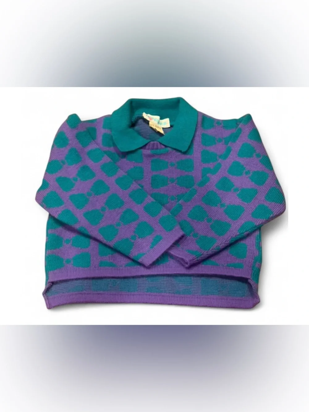 Images Vintage Bow Pattern Long Sleeve Kids Long Sleeve Pullover Sweater Top